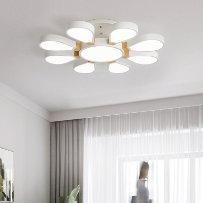 Flower LED Semi-Flush Ceiling Light Nordic Style Acrylic Living Room Flush Mount Lamp