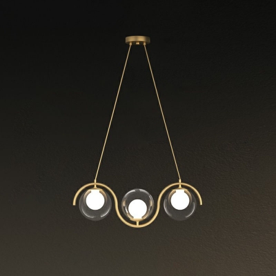 Glass Globe Shade LED Hanging Light Minimalist Island Ceiling Light for Restaurant