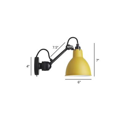 Industrial Style Swing Arm Reading Wall Lamp Single Metal Wall Mounted Light with Lampshade