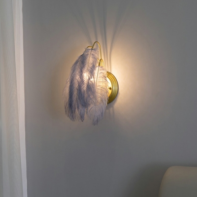 Leaf Shaped Corridor Wall Light Feather Single-Bulb Nordic Style Sconce Lighting Fixture