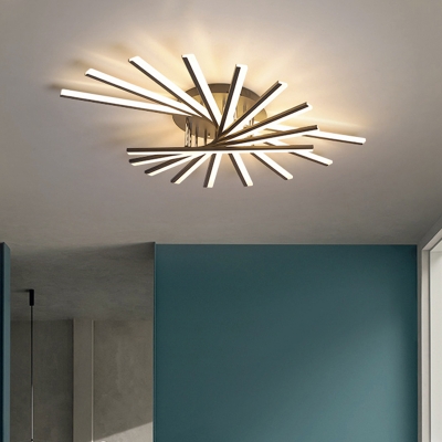 Metal Stick Ceiling Flush Mount Light Simple Style Semi Flush Light Fixture for Living Room