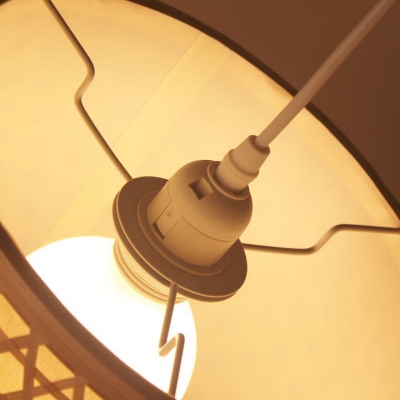 Minimalist Cylindrical Pendant Lighting Bamboo 1 Bulb Restaurant Ceiling Hang Light in Beige