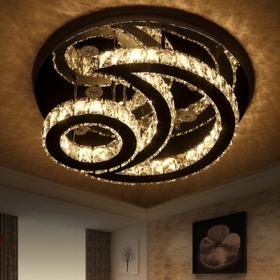 Moon and Sun Shaped Semi Mount Lighting Simple K9 Crystal Living Room Ceiling Fixture in Clear