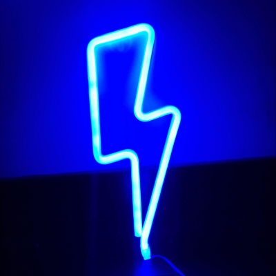 Plastic Thunderbolt Rechargeable Night Lighting Cartoon White LED Wall Night Lamp for Bedroom
