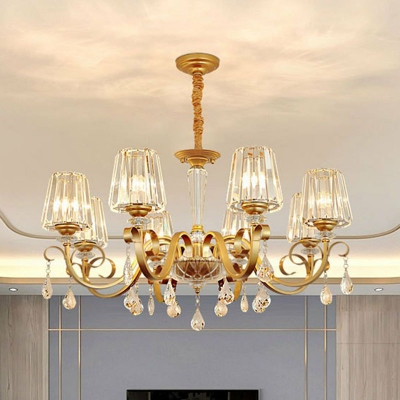 Postmodern Chandelier Tapered Suspension Pendant Light with Prismatic Crystal Shade