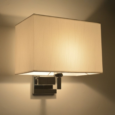 Rectangular Bedroom Wall Sconce Lighting Fabric 1 Head Simplicity Wall Mounted Lamp