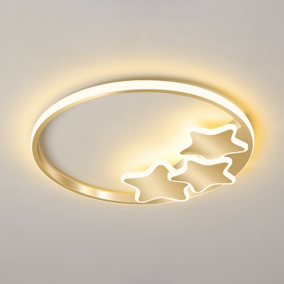Ring and Star Flush Ceiling Light Contemporary Acrylic Gold LED Flush Mount Lighting Fixture