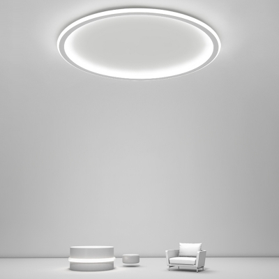 Ring Shaped LED Flush Mount Light Simplicity Metallic White Flush Mount Ceiling Light