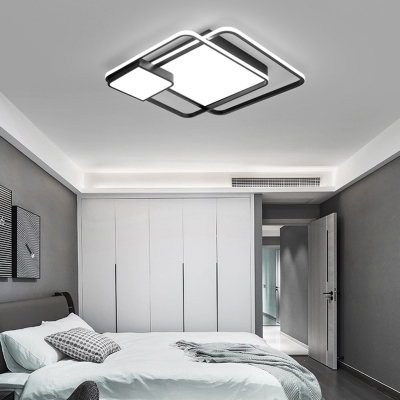 Simplicity Square LED Flush Mount Light Acrylic Bedroom Flush Mount Ceiling Light in Black