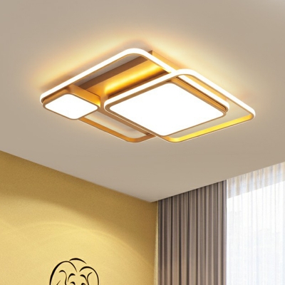 Square Acrylic Ceiling Mount Light Modernism Gold Finish LED Flushmount Lighting for Bedroom