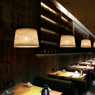 Tapered Restaurant Suspension Light Flaxen 1-Light Simplicity Pendant Light Fixture