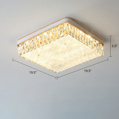Textured Glass Geometric Ceiling Mount Light Modern LED Flush Light with K9 Crystal Deco