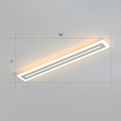 White Linear LED Flush Ceiling Light Minimalistic Acrylic Flush Mount Fixture for Bedroom