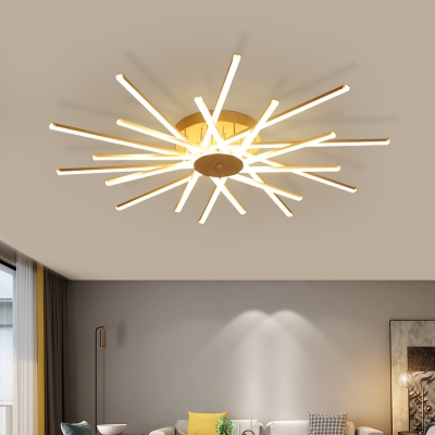 White Sunburst Shaped Ceiling Lighting Minimalism Acrylic LED Semi Flush Mount Light Fixture