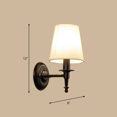 1-Light Wall Lamp Simplicity Bedside Sconce Wall Lighting with Cone Fabric Shade