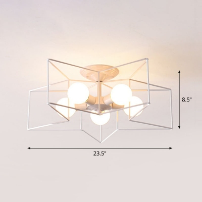 5 Lights Star Frame Flush Mount Fixture Nordic Metal Semi Flush Ceiling Light for Living Room