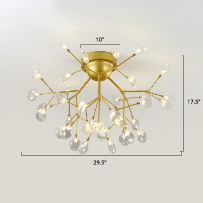 Acrylic Sputnik Firefly LED Semi Flush Mount Simplistic Gold Close To Ceiling Chandelier