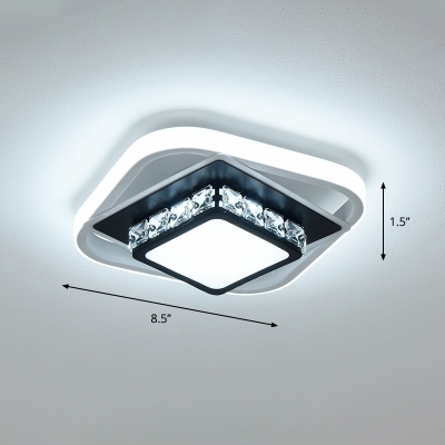 Acrylic Square LED Ceiling Flush Mount Modern Style Flush Light Fixture with Crystal Accent