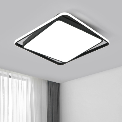 Black Rectangular Flush Ceiling Light Contemporary Acrylic LED Flush Mount Lighting