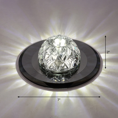 Bowl Shaped Beveled Crystal Ceiling Mount Lamp Modern LED Flush Mount Fixture for Foyer