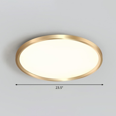 Brushed Gold Disk LED Flush Mount Light Fixture Minimalistic Aluminum Ceiling Light for Bedroom