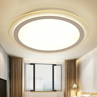 Circular Bedroom Ceiling Flush Light Acrylic Minimalism LED Flush Mount Fixture in White