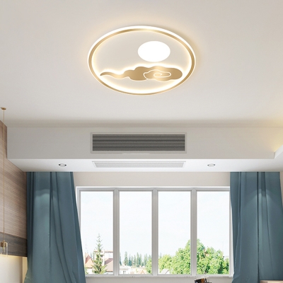Cloud Shape LED Flush Mount Modern Metal Gold Flushmount Ceiling Light for Bedroom