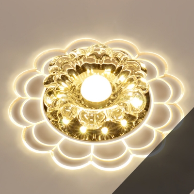 Creative Modern Scalloped Flush Light Clear Crystal Hallway Led Flush Ceiling Light in Clear