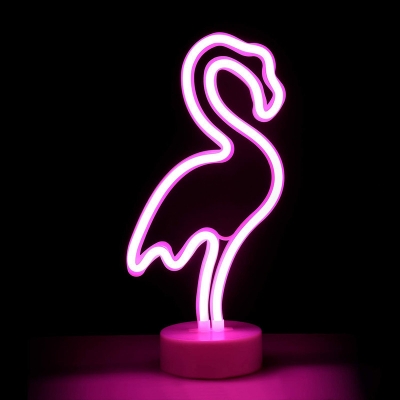 Creative Neon Modeling LED Night Light Plastic Kids Room Battery Table Lamp in White