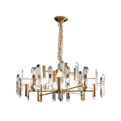 Crystal Stick Shaped Pendant Lamp Postmodern Golden Chandelier Light for Dining Room