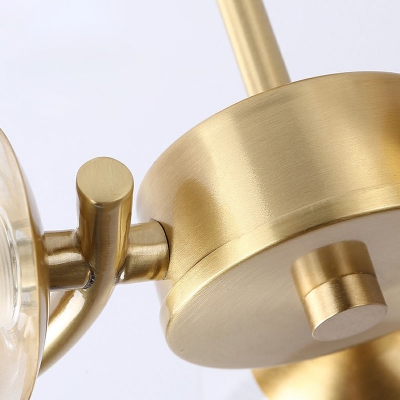 Double-Layer Glass Bubble LED Semi Flush Light Modern Gold Chandelier Light Fixture