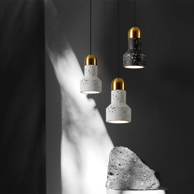 Grenade Shaped Terrazzo Hanging Light Nordic 1-Light Suspension Lamp for Bedroom