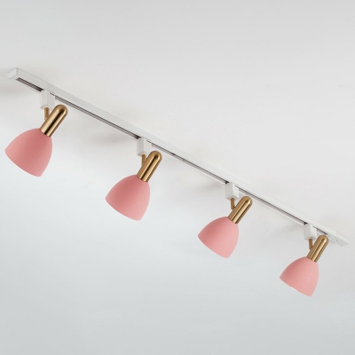 Macaron Bowl Shade Spotlight Semi Flush-Mount Metal Living Room Ceiling Track Lighting