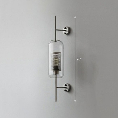 Metal Wire Mesh Wall Light Fixture Modern 1-Light Wall Sconce Lamp with Clear Glass Shade