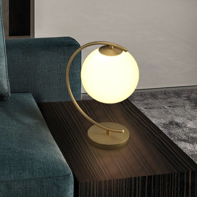 Minimalist Globe Shade LED Table Lamp Glass Living Room Nightstand Lighting in Gold