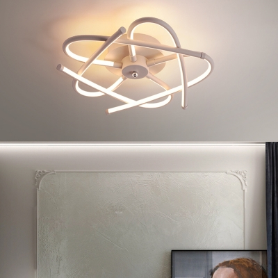 Minimalistic Floral Ceiling Lamp Aluminum Living Room LED Semi Flush Mount Light