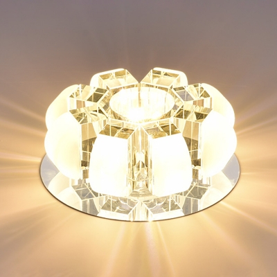 Modern LED Flush Mount Light Flower Shaped Ceiling Lamp with Crystal Shade for Hall