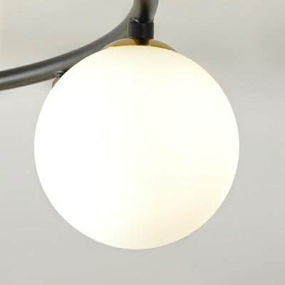 Nordic Style Ball Flush Mount Light Glass 6 Bulbs Living Room Semi LED Flush Chandelier