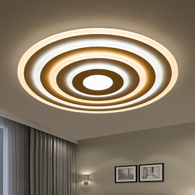 Novelty Minimalist Ripple Ceiling Fixture Acrylic Living Room LED Flush Mount Light in White