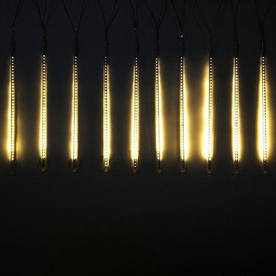 Plastic Meteor Shower LED Fairy Lamp Artistic White Solar String Light for Outdoor, 11.4ft