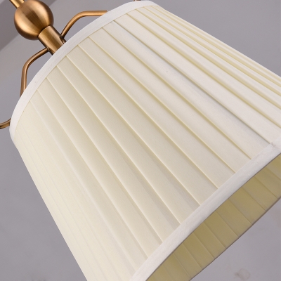 Pleated Fabric White Chandelier Empire Shade Minimalist Hanging Ceiling Light for Bedroom