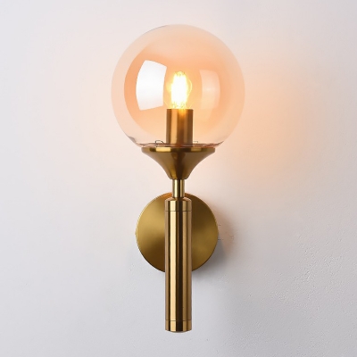 Postmodern Style Ball Sconce Light Fixture Glass 1 Bulb Bedside Wall Mount Lighting
