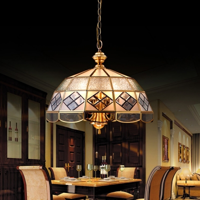 Scalloped Restaurant Chandelier Light Minimalism Glass Panel Gold Pendant Light Fixture