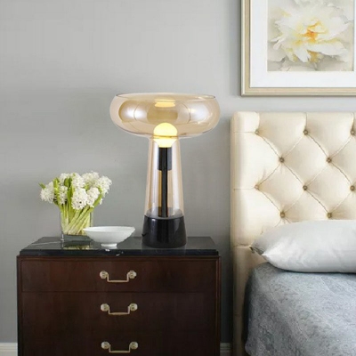 Shaded Nightstand Lamp Artistic Open Glass Single-Bulb Living Room Table Lighting