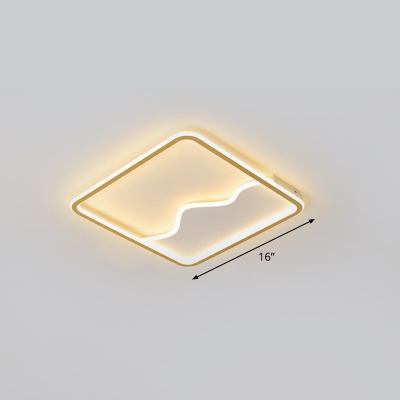 Simplicity Frame LED Ceiling Flush Light Metal Bedroom Flush Mount Lighting with Acrylic Shade