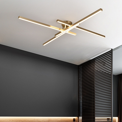 Simplicity Linear LED Flush Ceiling Light Aluminum Living Room Semi Flush Mount Lighting Fixture