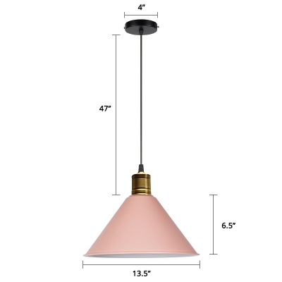 Single Ceiling Light Simplicity Conical Aluminum Hanging Pendant Light for Bedroom