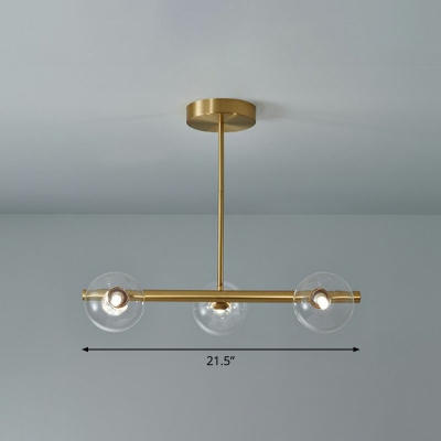 Sphere Island Ceiling Light Postmodern Milk Glass Brass Finish Hanging Lamp for Dining Room