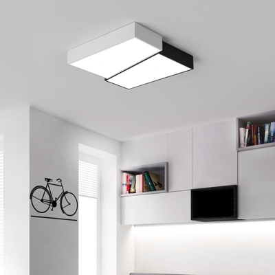 Splicing Square Bedroom LED Flush Mount Light Acrylic Simplicity Flush Mount in Black and White