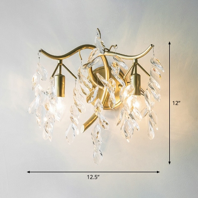 Vintage Style Dangling Wall Light Fixture Minimalism Crystal Wall Mounted Lamp in Gold